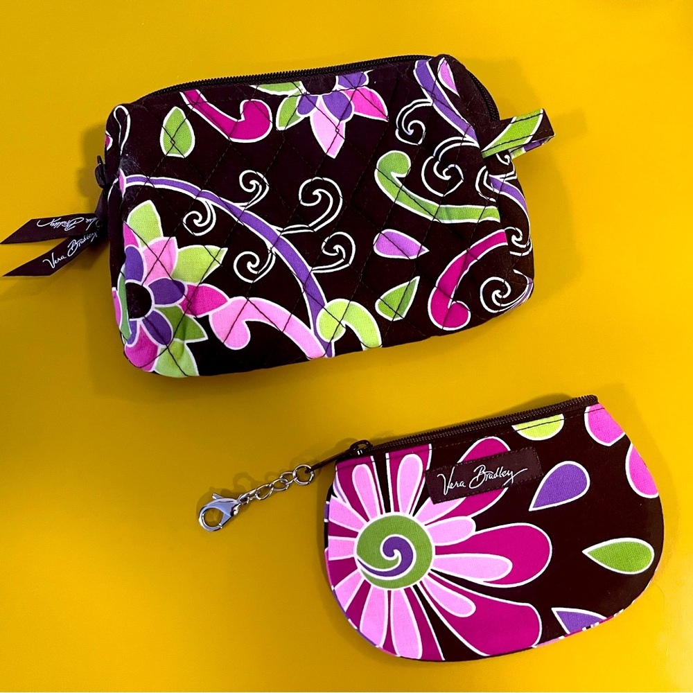 Vera Bradley Cosmetic Bag with ID Case in Purple Punch